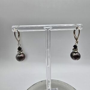 Pair of Sterling Silver and Peacock Freshwater Pearl Earrings